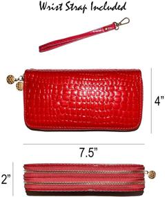 img 3 attached to Drip Women's Wristlet Wallet Clutch Purse: Carter Leatherworks PU Alligator, Dual Zippers & High Gloss Finish