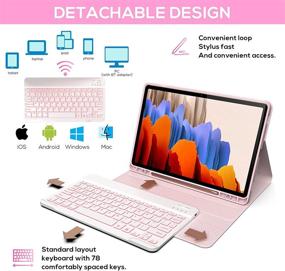 img 1 attached to 🎉 Typecase Samsung Tab S7 Keyboard Case - Slim Leather Folio with 7 Colors Backlit Keyboard, S Pen Holder, and Stand Cover - Pink