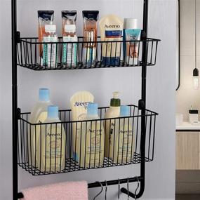 img 1 attached to Black Heavy Duty Wetheny Over The Door Pantry Organizer with 3 Tiers, Hanging Wire Storage Basket, Spice Rack Shelf, Hooks, and Towel Rack for Bathroom, Kitchen, Craft Room