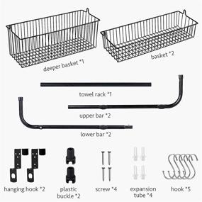 img 2 attached to Black Heavy Duty Wetheny Over The Door Pantry Organizer with 3 Tiers, Hanging Wire Storage Basket, Spice Rack Shelf, Hooks, and Towel Rack for Bathroom, Kitchen, Craft Room