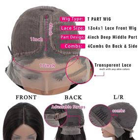 img 1 attached to 🏿 Black Women's Short Bob Human Hair Lace Front Wigs | Straight 13x4x1 Lace Frontal | 100% Unprocessed Brazilian Virgin Human Hair | Natural Hairline | 12 inch Length