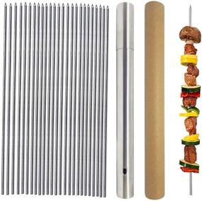 img 4 attached to Stainless Skewers Grilling Barbecue Resuable