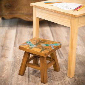 img 3 attached to Captivating Dragonfly Design: Hand Carved Acacia Hardwood Decorative Short Stool