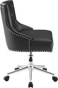 img 2 attached to 🪑 Black Swivel Office Chair with Nailhead Trim and Tufted Button Faux Leather - Modway Regent