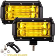 🚨 72w amber led fog lights bar for car and truck - 5 inch work lights - 2 pcs set, 12v 24v off road, truck, car, atv, suv (5inch-72w-amber) logo