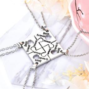 img 1 attached to FJ BFF Best Friend Forever Necklace Engraved Puzzle Sister Necklace for 3/4-Inch