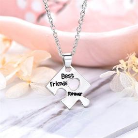 img 2 attached to FJ BFF Best Friend Forever Necklace Engraved Puzzle Sister Necklace for 3/4-Inch