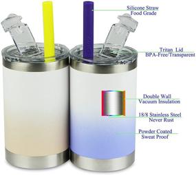 img 2 attached to 🍼 Housavvy Kids Tumbler: Vacuum Insulated Stainless Steel Cup with Lid and Straw, 2 Pack (11 oz), Brown/Blue Tie Dye - Child-Friendly Drinkware Solution!