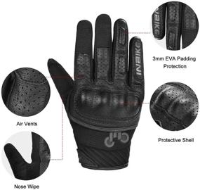 img 2 attached to 🧤 INBIKE Motorcycle Gloves, Full Finger Black Large with 3mm EVA Palm Pad - Enhanced Motorbike Gloves