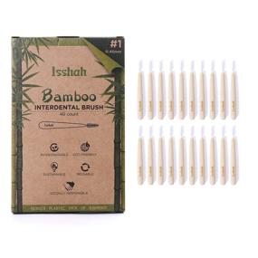 img 4 attached to 🌿 Isshah Биоразлагаемые зубные щетки с бамбуковой ручкой: глубокая чистка зубочисткой, размер 1 (0,45 мм), 40 штук