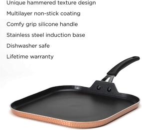img 3 attached to 🍳 Copper Non-Stick Griddle Pan: Ecolution Impressions Hammered Cookware, Dishwasher Safe, 11 Inch