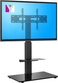 img 4 attached to 📺 Universal Floor TV Stand with Mount and Shelves for 32-65 inch LCD LED Flat/Curved Screens, Sturdy and Swivel, Ideal for Small Spaces, Black