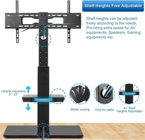 img 1 attached to 📺 Universal Floor TV Stand with Mount and Shelves for 32-65 inch LCD LED Flat/Curved Screens, Sturdy and Swivel, Ideal for Small Spaces, Black