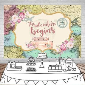 img 3 attached to 🌍 Mocsicka Adventure Awaits Backdrop: Travel-themed Baby Shower Party Decorations- 7x5ft Vinyl Dessert Table Background with Photobooth Prop