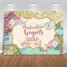 img 4 attached to 🌍 Mocsicka Adventure Awaits Backdrop: Travel-themed Baby Shower Party Decorations- 7x5ft Vinyl Dessert Table Background with Photobooth Prop