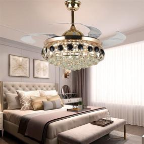 img 2 attached to 🔧 Remote Control Modern Fandelier, 42” Retractable Ceiling Fan with Light, Stylish Indoor Chandelier Ceiling Fan featuring 3 Speeds and 3 Colors Lighting, a Multifunctional Furniture Fixture