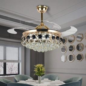 img 4 attached to 🔧 Remote Control Modern Fandelier, 42” Retractable Ceiling Fan with Light, Stylish Indoor Chandelier Ceiling Fan featuring 3 Speeds and 3 Colors Lighting, a Multifunctional Furniture Fixture