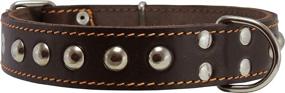 img 1 attached to Authentic 1.25-Inch Wide Thick Leather Studded Dog Collar, 🐶 Suitable for 15 to 20-Inch Neck, Ideal for Medium Breeds.