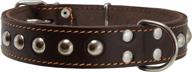 authentic 1.25-inch wide thick leather studded dog collar, 🐶 suitable for 15 to 20-inch neck, ideal for medium breeds. logo