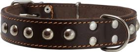 img 4 attached to Authentic 1.25-Inch Wide Thick Leather Studded Dog Collar, 🐶 Suitable for 15 to 20-Inch Neck, Ideal for Medium Breeds.