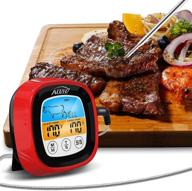 aozbz kitchen bbq grill smoker meat oil milk yogurt cooking thermometer with touch display, timer function, bracket, and high temp resistant waterproof probe (red) логотип