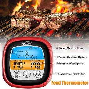 img 3 attached to AOZBZ Kitchen BBQ Grill Smoker Meat Oil Milk Yogurt Cooking Thermometer with Touch Display, Timer Function, Bracket, and High Temp Resistant Waterproof Probe (Red)