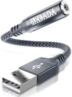 🎧 akoada usb to audio jack adapter (18cm) grey - external sound card converter for headset, pc, laptop, linux, desktops, ps4, and more devices logo