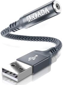 img 4 attached to 🎧 AkoaDa USB к аудио-разъему адаптер (18 см) серый - внешняя звуковая карта конвертер для наушников, ПК, ноутбуков, Linux, настольных ПК, PS4 и других устройств.