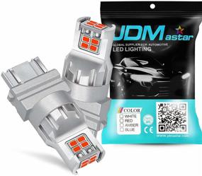 img 4 attached to 🔴 JDM ASTAR Высокопроизводительные сверхяркие лампы с LED-чипами 3020 и дизайном 1:1 для 3056 3156 3057 3157 4057 4157 красного цвета: непревзойденное качество и интенсивность