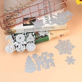 img 1 attached to Pack of 5 Xmas Flower Metal Cutting Dies: 24 Styles for Carbon Steel Embossing of Merry Christmas Snowflakes, Deer, Xmas Tree - DIY Craft Die Cuts for Handmade Albums, Photo Cards, Paper Crafts, Envelopes, and Gifts