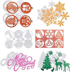 img 4 attached to Pack of 5 Xmas Flower Metal Cutting Dies: 24 Styles for Carbon Steel Embossing of Merry Christmas Snowflakes, Deer, Xmas Tree - DIY Craft Die Cuts for Handmade Albums, Photo Cards, Paper Crafts, Envelopes, and Gifts