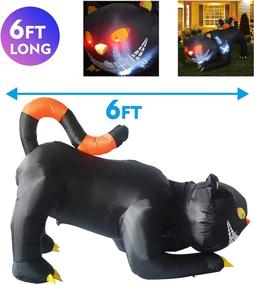 img 2 attached to 🎃 6 FT Halloween Inflatables Outdoor Black Cat with Fangs - GOOSH Blow Up Yard Decoration with LED Lights Built-in - Clearance for Holiday/Party/Yard/Garden