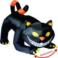 🎃 6 ft halloween inflatables outdoor black cat with fangs - goosh blow up yard decoration with led lights built-in - clearance for holiday/party/yard/garden logo