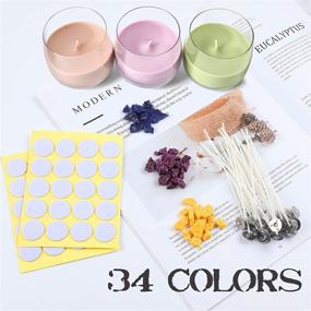 img 1 attached to 🕯️ Complete Candle Making Set: 34 Color Candle Wax Dye Flakes, 50 Pcs Wicks, 60 Pcs Wick Stickers - DIY Candles Supplies (144 Pcs)