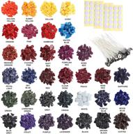 🕯️ complete candle making set: 34 color candle wax dye flakes, 50 pcs wicks, 60 pcs wick stickers - diy candles supplies (144 pcs) logo