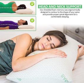 img 1 attached to 🌿 Premium Bamboo King Size 2 Pack Pillow – Cooling Shredded Memory Foam Pillow with Washable, Removable Case – Adjustable for Better Sleep and Comfort