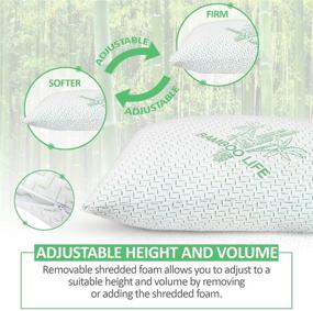 img 2 attached to 🌿 Premium Bamboo King Size 2 Pack Pillow – Cooling Shredded Memory Foam Pillow with Washable, Removable Case – Adjustable for Better Sleep and Comfort