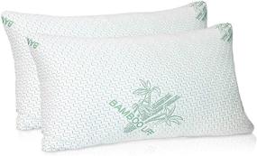 img 4 attached to 🌿 Premium Bamboo King Size 2 Pack Pillow – Cooling Shredded Memory Foam Pillow with Washable, Removable Case – Adjustable for Better Sleep and Comfort