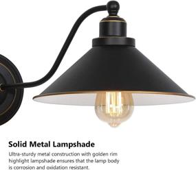 img 1 attached to 🏭 2-Light Industrial Gooseneck Wall Sconce Fixture with Black Metal Lampshades - Vintage Edison Wall Lamps for Bedroom, Kitchen, Living Room, Porch, Hallway, Mirror Cabinets, Dressing Tab