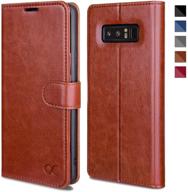 📱 ocase galaxy note 8 wallet case - tpu shockproof protective cover with card slot, kickstand, magnetic closure - genuine leather flip cover for samsung galaxy note8 (brown) logo