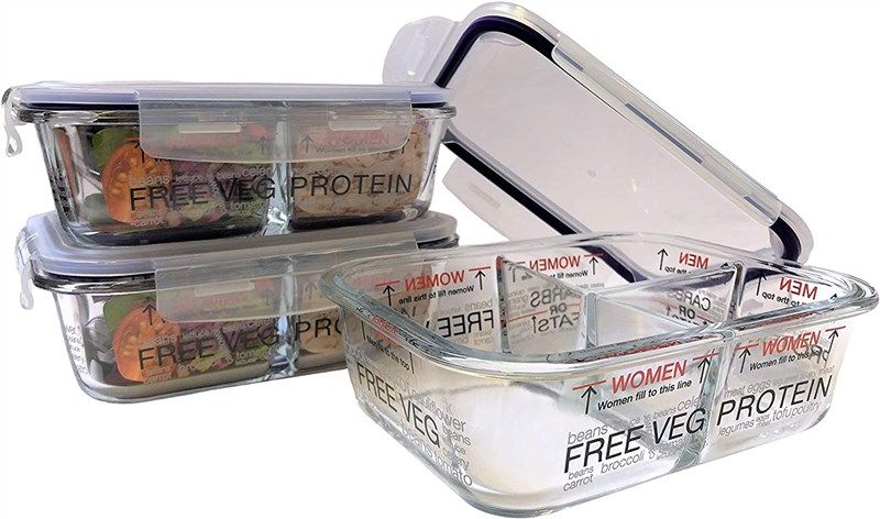 Portion Perfection Portion Control Meal Prep Containers 3pk, Weight Loss,  Borosilicate Glass. Health Eating, Practical Meal Prep, With Protein