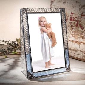 img 3 attached to Stunning Blue Stained Glass 4x6 Vertical Photo Frame - Perfect Table Top Wedding Anniversary, Baby Gift, or Vintage Home Décor - Enhance Your Nursery with J Devlin Pic 381-46V