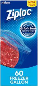 img 4 attached to 🔒 Сумки для морозильника Grip 'n Seal Ziploc на галлон - удобный набор из 60 штук для легкого открытия и закрытия!