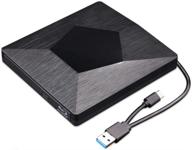 📀 ultra slim usb 3.0 and type-c external blu ray dvd drive burner by wihool for mac os, windows xp/7/8/10, laptop pc - black logo