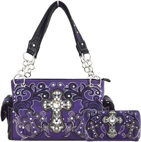 img 4 attached to 👜 Стильные западные сумки с крестом из страз: набор сумок и кошельков для ношения оружия для женщин - сумка через плечо в стиле кантри.
