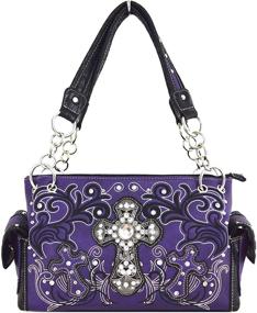 img 3 attached to 👜 Стильные западные сумки с крестом из страз: набор сумок и кошельков для ношения оружия для женщин - сумка через плечо в стиле кантри.