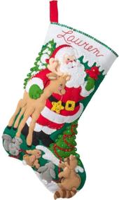 img 2 attached to 🎅 Bucilla 89242E Felt Applique Holiday Stocking Kit, Forest Greetings, 18 Inches