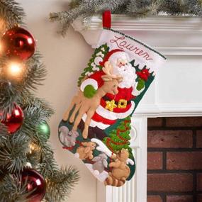 img 3 attached to 🎅 Bucilla 89242E Felt Applique Holiday Stocking Kit, Forest Greetings, 18 Inches