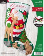 🎅 bucilla 89242e felt applique holiday stocking kit, forest greetings, 18 inches logo