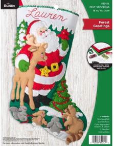 img 4 attached to 🎅 Bucilla 89242E Felt Applique Holiday Stocking Kit, Forest Greetings, 18 Inches